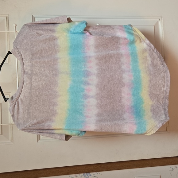 Multicolored Crop Tee with V-Neck and Relaxed Fit - Picture 6 of 7